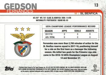 2018-19 Topps Chrome UEFA Champions League #13 Gedson Fernandes Back