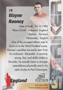 2003 Futera Platinum World Football #19 Wayne Rooney Back