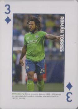 2018 CHI Franciscan Seattle Sounders FC Playing Cards #3♦ Roman Torres Front