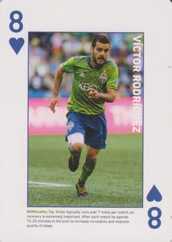 2018 CHI Franciscan Seattle Sounders FC Playing Cards #8♥ Victor Rodriguez Front