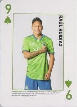 2018 CHI Franciscan Seattle Sounders FC Playing Cards #9♠ Raul Ruidiaz Front