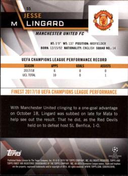 2018-19 Finest UEFA Champions League - Orange Refractor #55 Jesse Lingard Back