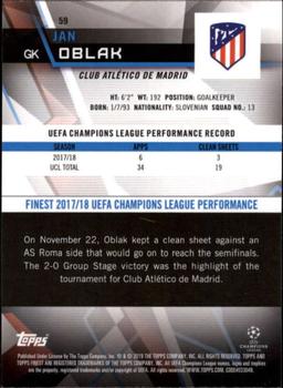 2018-19 Finest UEFA Champions League - SuperFractor #59 Jan Oblak Back