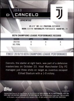 2018-19 Finest UEFA Champions League - Finest Autographs Gold #24 Joao Cancelo Back