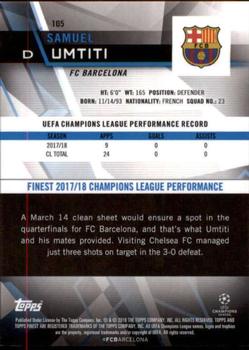 2018-19 Finest UEFA Champions League - Finest Autographs SuperFractor #105 Samuel Umtiti Back