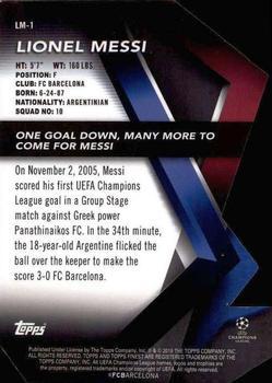 2018-19 Finest UEFA Champions League - Finest Careers Die Cut Gold #LM-1 Lionel Messi Back