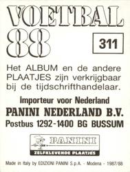 1987-88 Panini Voetbal 88 Stickers #311 Frank Berghuis Back