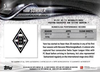 2018-19 Topps Chrome Bundesliga - Chrome Autograph #5 Yann Sommer Back