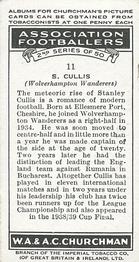 1939 Churchman's Association Footballers 2nd Series #11 Stanley Cullis Back