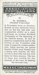 1939 Churchman's Association Footballers 2nd Series #41 Dave Russell Back