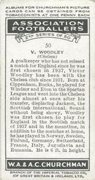 1939 Churchman's Association Footballers 2nd Series #50 Victor Woodley Back