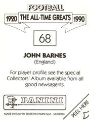 1990 Panini Football The All-Time Greats (1920-1990) #68 John Barnes Back