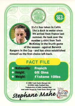 1997-98 Futera Celtic Fans Selection - Embossed Foil #SE3 Stephane Mahe Back
