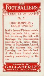 1928 Gallaher Ltd Footballers #31 Southampton v Leeds United Back