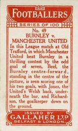 1928 Gallaher Ltd Footballers #49 Burnley v Manchester United Back