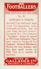 1928 Gallaher Ltd Footballers #91 Edward Stanley Dixon Back