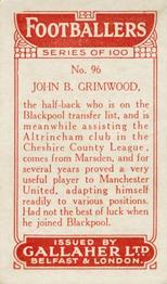 1928 Gallaher Ltd Footballers #96 John B Grimwood Back