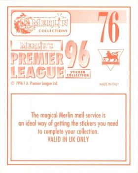 1995-96 Merlin's Premier League 96 #76 Club Programme Back