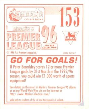 1995-96 Merlin's Premier League 96 #153 Peter Beardsley Back