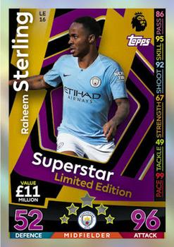 2018-19 Topps Match Attax Premier League Extra - Superstar Limited Edition #LE16 Raheem Sterling Front