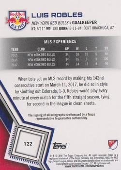 2018 Topps MLS - Non-Autographed Certified Autographs #122 Luis Robles Back