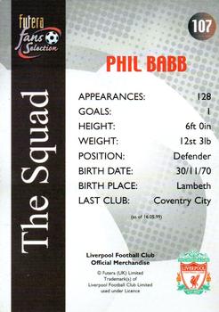 2000 Futera Fans Selection Liverpool - Fans Selection Foil #107 Phil Babb Back