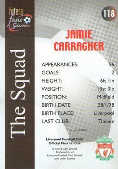 2000 Futera Fans Selection Liverpool - Fans Selection Foil #118 Jamie Carragher Back