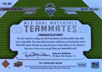 2011 Upper Deck MLS - MLS Dual Materials Teammates Premium Series #TM-KM Kasey Keller / Fredy Montero Back