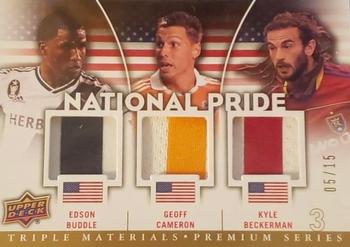 2012 Upper Deck MLS - National Pride Triple Materials Premium Series #NP-USA6 Edson Buddle / Geoff Cameron / Kyle Beckerman Front