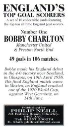 2002 Philip Neill England's Top Goal Scorers #1 Bobby Charlton Back