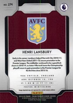 2019-20 Panini Prizm Premier League #274 Henri Lansbury Back