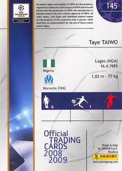 2008-09 Panini UEFA Champions League® Official Trading Cards #145 Taye Taiwo Back