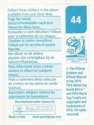 2010 Panini FIFA World Cup Stickers (Blue Back) #44 Richard Henyekane Back