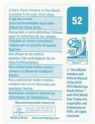 2010 Panini FIFA World Cup Stickers (Blue Back) #52 Carlos Salcido Back