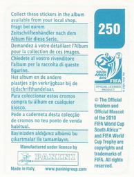 2010 Panini FIFA World Cup Stickers (Blue Back) #250 Andrej Komac Back