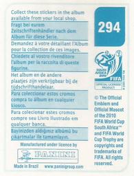 2010 Panini FIFA World Cup Stickers (Blue Back) #294 Joshua Kennedy Back