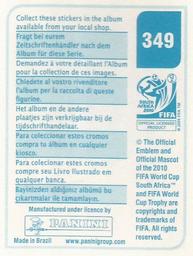 2010 Panini FIFA World Cup Stickers (Blue Back) #349 Eljero Elia Back
