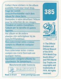 2010 Panini FIFA World Cup Stickers (Blue Back) #385 Kengo Nakamura Back