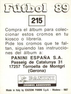 1988-89 Panini Spanish Liga #215 Salvador Mejias II Back