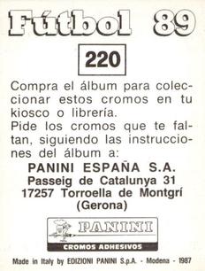 1988-89 Panini Spanish Liga #220 Pedro María Zabalza Back