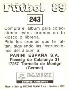 1988-89 Panini Spanish Liga #243 Jose Antonio Sanudo Back