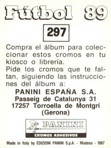 1988-89 Panini Spanish Liga #297 Manuel Enrique Jimenez Back