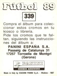 1988-89 Panini Spanish Liga #339 Jesus Angel Lopez Back