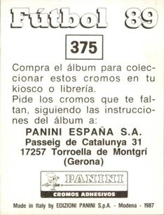 1988-89 Panini Spanish Liga #375 Escudo Back