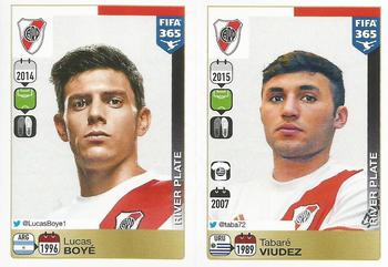 2015-16 Panini FIFA 365 The Golden World of Football Stickers #129 / 130 Lucas Boyé / Tabaré Viudez Front