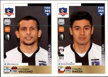 2015-16 Panini FIFA 365 The Golden World of Football Stickers #245 / 246 Emiliano Vecchio / Claudio Baeza Front