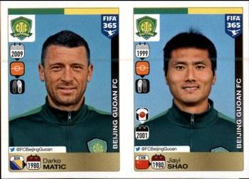 2015-16 Panini FIFA 365 The Golden World of Football Stickers #262 / 266 Darko Matic / Jiayi Shao Front