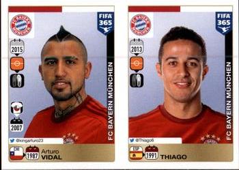 2015-16 Panini FIFA 365 The Golden World of Football Stickers #472 / 476 Arturo Vidal / Thiago Alcántara Front