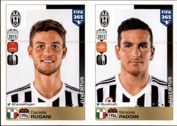 2015-16 Panini FIFA 365 The Golden World of Football Stickers #560 / 561 Daniele Rugani / Simone Padoin Front