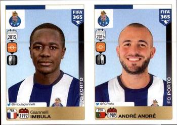 2015-16 Panini FIFA 365 The Golden World of Football Stickers #725 / 726 Giannelli Imbula / André André Front